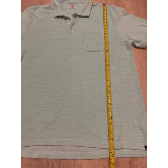 Faherty Short Sleeve Terry Cloth Polo Shirt Mens M Seafoam Green Cotton Polyeste - Picture 4 of 7